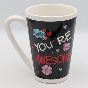 Youre Awesome Ceramic Latte Mug Black Heart Donut Graphic Cup MTY International